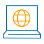 Icono de computadora portátil abierta y con un globo terráqueo en  la pantalla
