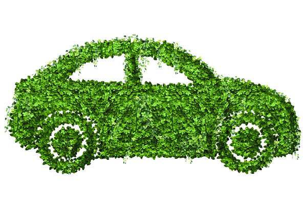 Icono de automóvil  hecho con hojas de árbol.
