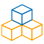  Icono con tres cubos formando una pirámide